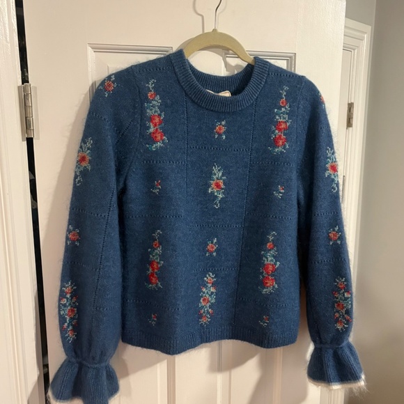 Sezane Mathieu Jumper - Sézane X Baziszt Jacquard With Blue Background - Size S - Picture 4 of 4